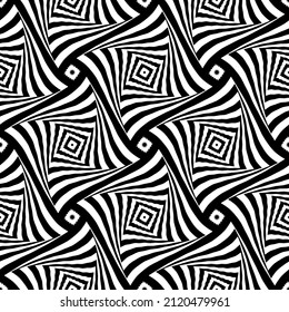 Abstract seamless op art pattern. Twisting lines texture. Vector art.