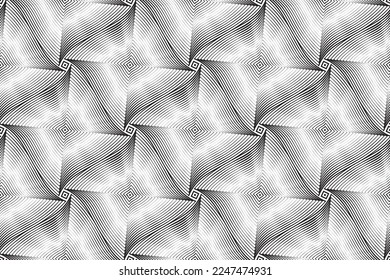 Abstract Seamless Op Art Pattern. Lines Texture. Vector Art.