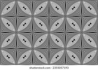 Abstract Seamless Op Art Pattern. Black and White Texture. Vector Art.