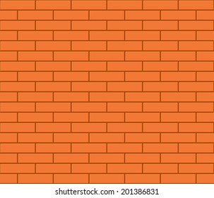 Abstract seamless orange flat brick wall. Vector illustration