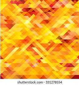 Abstract seamless orange, yellow and red pattern with polygons and triangles. Mosaic Vector.