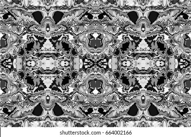Abstract seamless Oriental pattern. The fabric was dyed with India ink. Indonesian batik. Ethnic motif. Marble watercolor painting.