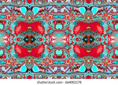 Abstract seamless Oriental pattern. The fabric was dyed with India ink. Indonesian batik. Ethnic motif. Marble watercolor painting.