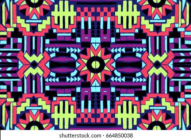 Abstract seamless Oriental pattern. The fabric was dyed with India ink. Indonesian batik. Ethnic motif. Marble watercolor painting. The effect of multi-colored foil.