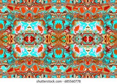 Abstract seamless Oriental pattern. Fabric dyed with India ink. Indonesian batik. Ethnic motif. Marble watercolor painting. The effect of multi-colored foil.