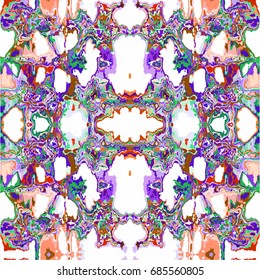 Abstract seamless Oriental pattern. The fabric was dyed with India ink. Indonesian batik. Ethnic motif. Marble watercolor painting. The effect of multi-colored foil.