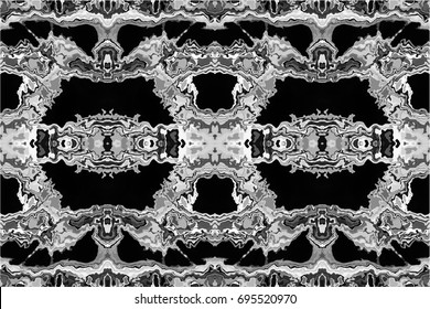 Abstract seamless Oriental pattern. Fabric dyed with India ink. Indonesian batik. Ethnic motif. Marble watercolor painting. The effect of multi-colored foil.