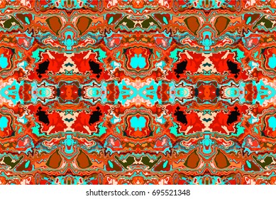 Abstract seamless Oriental pattern. Fabric dyed with India ink. Indonesian batik. Ethnic motif. Marble watercolor painting. The effect of multi-colored foil.