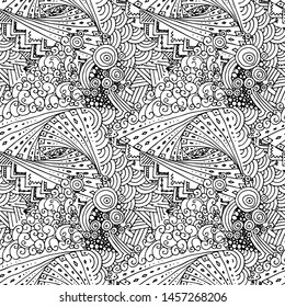Abstract seamless oriental pattern with ocean waves, foam, splashes. Vector backdrop