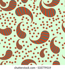 Abstract seamless oriental pattern, vector illustration. East color ornament of geometrical and plant elements. Turkish cucumber, Persian cypress, oriental decor, tears of Allah, Paisley