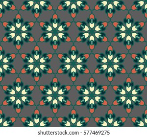 Abstract seamless oriental pattern,  Vector illustration. East ornament of geometrical elements and mandalas. Pattern based on the repetition and alternation of its constituent elements.