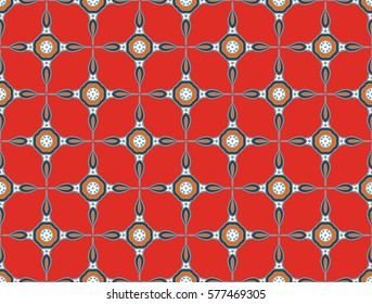 Abstract seamless oriental pattern,  Vector illustration. East ornament of geometrical elements and mandalas. Pattern based on the repetition and alternation of its constituent elements.