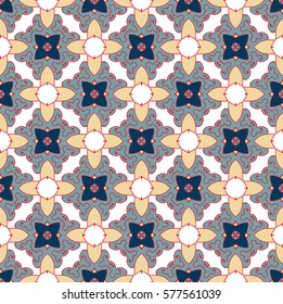 Abstract seamless oriental pattern,  Vector illustration. East ornament of geometrical elements and mandalas. Pattern based on the repetition and alternation of its constituent elements.