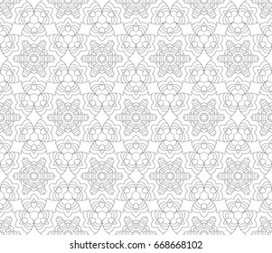 Abstract seamless oriental pattern, Vector illustration. East ornament of geometrical elements and mandalas. Pattern based on the repetition and alternation of its constituent elements.