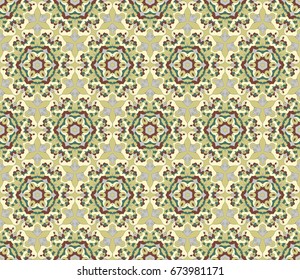 Abstract seamless oriental pattern, Vector illustration. East ornament of geometrical elements and mandalas. Pattern based on the repetition and alternation of its constituent elements.