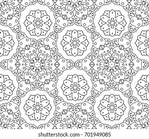 Abstract seamless oriental pattern, Vector illustration. East ornament of geometrical elements and mandalas. Pattern based on the repetition and alternation of its constituent elements.
