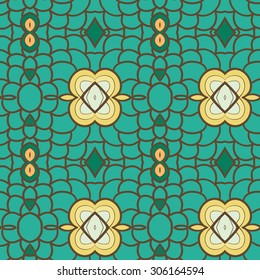 Abstract seamless ornament pattern. the kaleidoscope effect. Ethnic damask motif. Vintage style pattern. Vector illustration