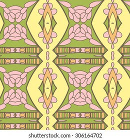 Abstract seamless ornament pattern. the kaleidoscope effect. Ethnic damask motif. Vintage style pattern. Vector illustration