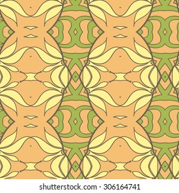 Abstract seamless ornament pattern. the kaleidoscope effect. Ethnic damask motif. Vintage style pattern. Vector illustration