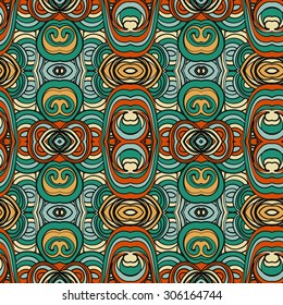 Abstract seamless ornament pattern. the kaleidoscope effect. Ethnic damask motif. Vintage style pattern. Vector illustration