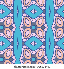 Abstract seamless ornament pattern. the kaleidoscope effect. Ethnic damask motif. Vintage style pattern. Vector illustration
