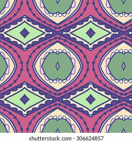 Abstract seamless ornament pattern. the kaleidoscope effect. Ethnic damask motif. Vintage style pattern. Vector illustration