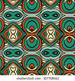 Abstract seamless ornament pattern. the kaleidoscope effect. Ethnic damask motif. Vintage style pattern. Vector illustration