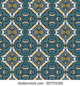 Abstract seamless ornament pattern. the kaleidoscope effect. Ethnic damask motif. Vintage style pattern. Vector illustration