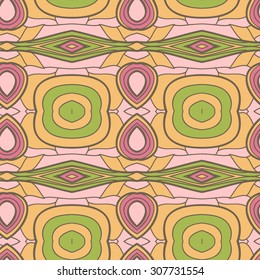 Abstract seamless ornament pattern. the kaleidoscope effect. Ethnic damask motif. Vintage style pattern. Vector illustration