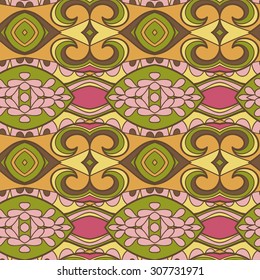 Abstract seamless ornament pattern. the kaleidoscope effect. Ethnic damask motif. Vintage style pattern. Vector illustration