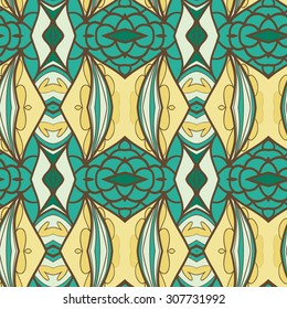 Abstract seamless ornament pattern. the kaleidoscope effect. Ethnic damask motif. Vintage style pattern. Vector illustration