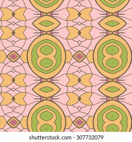 Abstract seamless ornament pattern. the kaleidoscope effect. Ethnic damask motif. Vintage style pattern. Vector illustration