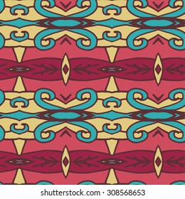 Abstract seamless ornament pattern. the kaleidoscope effect. Ethnic damask motif. Vintage style pattern. Vector illustration