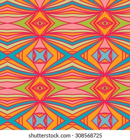 Abstract seamless ornament pattern. the kaleidoscope effect. Ethnic damask motif. Vintage style pattern. Vector illustration