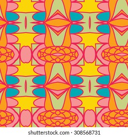 Abstract seamless ornament pattern. the kaleidoscope effect. Ethnic damask motif. Vintage style pattern. Vector illustration