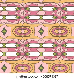Abstract seamless ornament pattern. the kaleidoscope effect. Ethnic damask motif. Vintage style pattern. Vector illustration
