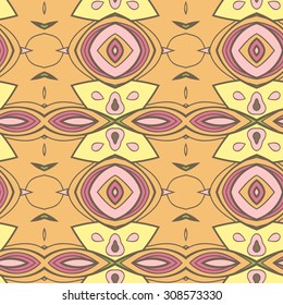 Abstract seamless ornament pattern. the kaleidoscope effect. Ethnic damask motif. Vintage style pattern. Vector illustration