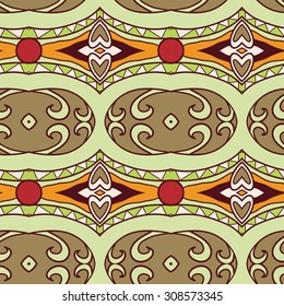 Abstract seamless ornament pattern. the kaleidoscope effect. Ethnic damask motif. Vintage style pattern. Vector illustration