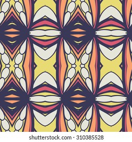 Abstract seamless ornament pattern. the kaleidoscope effect. Ethnic damask motif. Vintage style pattern. Vector illustration