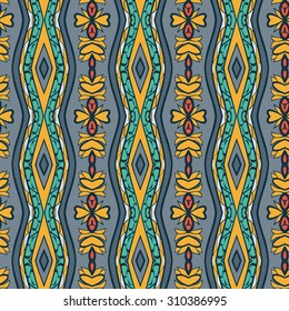 Abstract seamless ornament pattern. the kaleidoscope effect. Ethnic damask motif. Vintage style pattern. Vector illustration