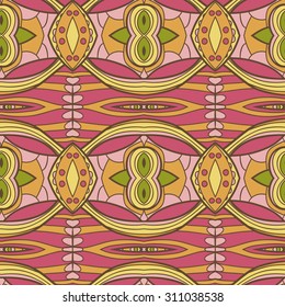 Abstract seamless ornament pattern. the kaleidoscope effect. Ethnic damask motif. Vintage style pattern. Vector illustration