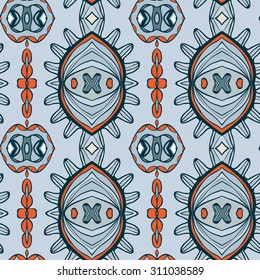 Abstract seamless ornament pattern. the kaleidoscope effect. Ethnic damask motif. Vintage style pattern. Vector illustration