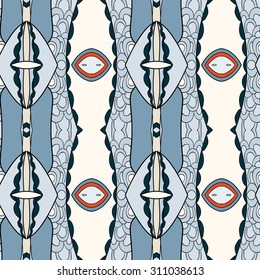 Abstract seamless ornament pattern. the kaleidoscope effect. Ethnic damask motif. Vintage style pattern. Vector illustration