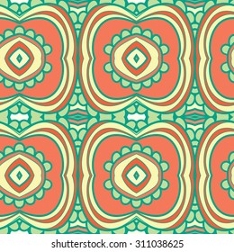 Abstract seamless ornament pattern. the kaleidoscope effect. Ethnic damask motif. Vintage style pattern. Vector illustration