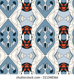Abstract seamless ornament pattern. the kaleidoscope effect. Ethnic damask motif. Vintage style pattern. Vector illustration