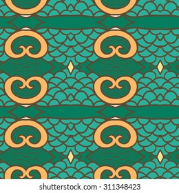 Abstract seamless ornament pattern. the kaleidoscope effect. Ethnic damask motif. Vintage style pattern. Vector illustration
