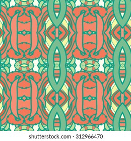 Abstract seamless ornament pattern. the kaleidoscope effect. Ethnic damask motif. Vintage style pattern. Vector illustration