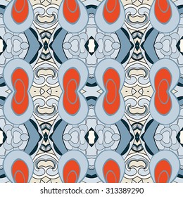 Abstract seamless ornament pattern. the kaleidoscope effect. Ethnic damask motif. Vintage style pattern. Vector illustration