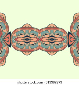Abstract seamless ornament pattern. the kaleidoscope effect. Ethnic damask motif. Vintage style pattern. Vector illustration