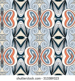 Abstract seamless ornament pattern. the kaleidoscope effect. Ethnic damask motif. Vintage style pattern. Vector illustration